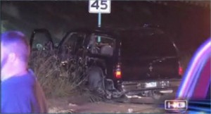 Chevy Tahoe rollover police chase Gulf Freeway