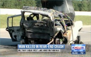 Jeep Cherokee tow truck accident Beltway 8 Houston